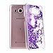 Galaxy Sky Case, J3/J3 V Case,Galaxy Sol Case,DAMONDY Cute 3D Moving Stars Bling Liquid Glitter Floating Flowing Ultra Clear Hard Cover Case for Galaxy J3/Express Prime/Amp Prime -purple