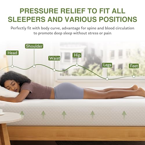 EGOHOME 8 Inch Twin Mattress, Memory Foam Mattress with Cooling Green Tea Gel, Relieve Pressure with Medium Firm Support, CertiPUR-US Certified, 75''L x 38''W, White