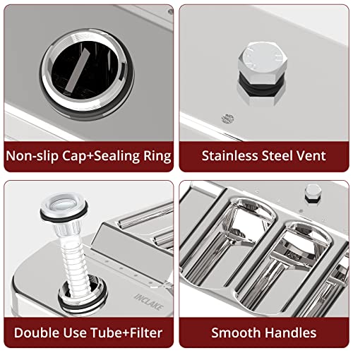 INCLAKE Stainless Steel Gas Can, Tight Sealed Thickened Fuel Can, Emergency Backup Metal