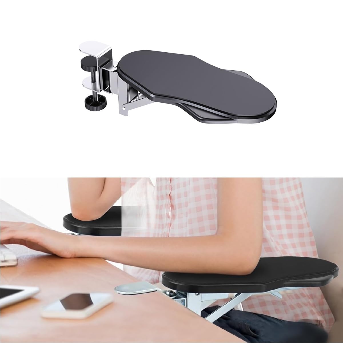 lomonmen Ergonomic Arm Rest Support for Desk,Computer Arm Rest for Desk, 90° Folding and 180° Rotating Elbow Rest Desk Extender for Home and Office Desks