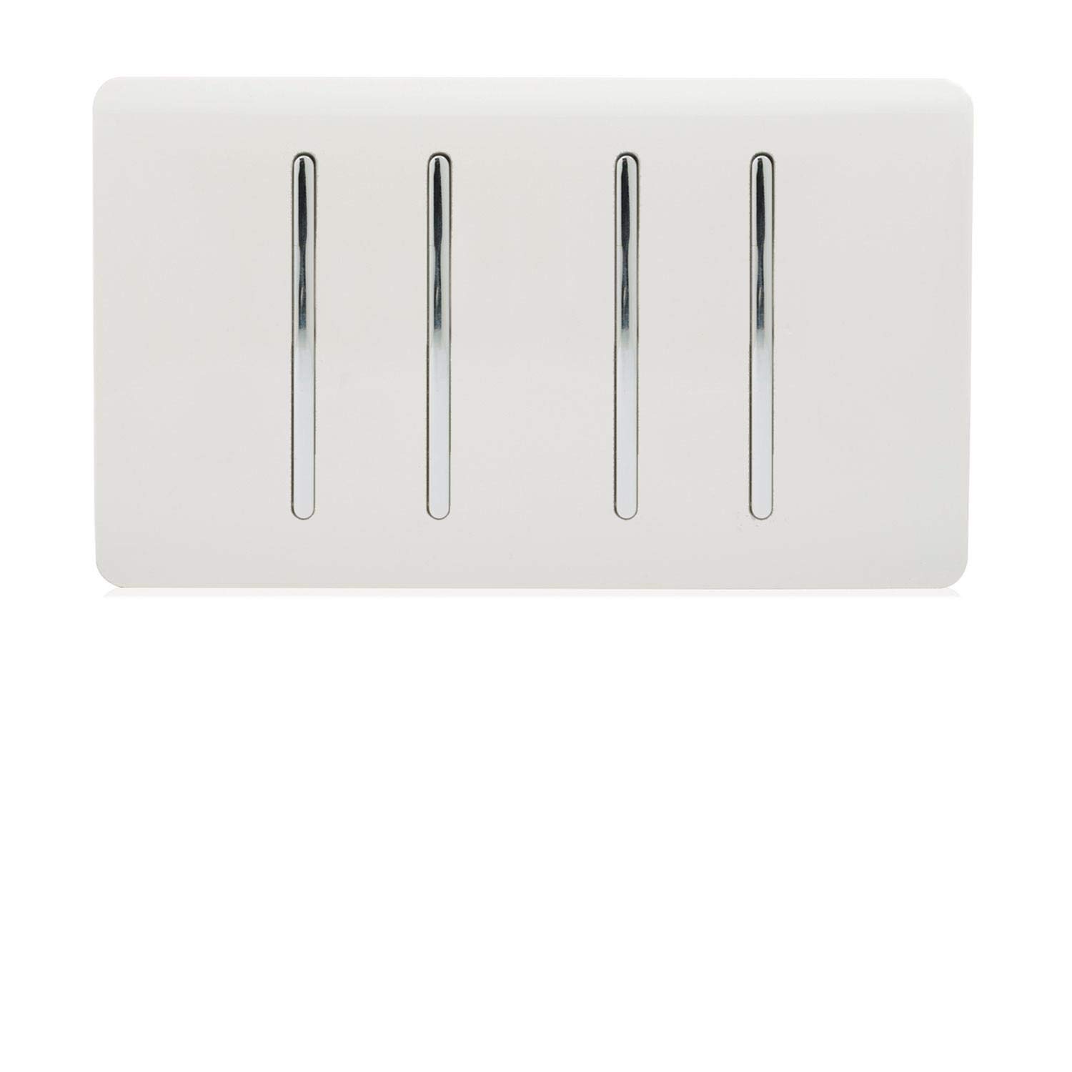Trendi 4 Gang (2 Way & 1x Intermediate) Glossy 10 Amp Rocker Light Switch Ice White