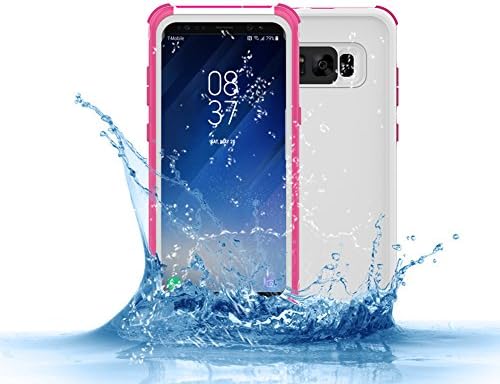 Becho Waterproof Case for Samsung Galaxy S8, Slim Light Waterproof Shockproof Dirtproof Snowproof Cover Case, Full-body Protective Underwater Cover Case for Galaxy S8(5.8inch)-White-Pink