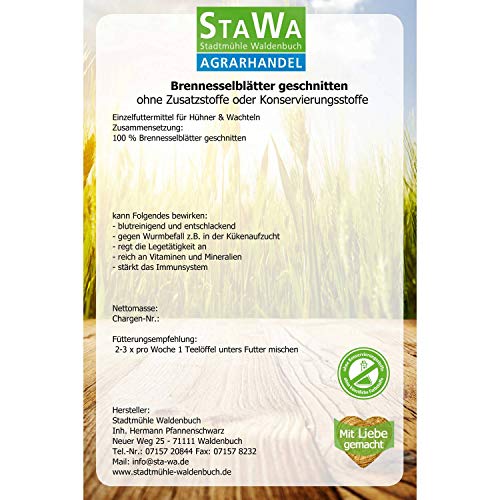 STAWA Brennnesselblätter geschnitten für Hühner und Wachteln, 1 kg – Bild 3