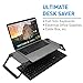 Macally Glass Computer Monitor Stand Riser - Desk Monitor Riser for Laptop with Shelf Storage Space for Keyboard - Sturdy Desktop Computer Stand & No Slip Pads - Black