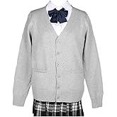 jinghuiyue Women's Cardigan School Uniform Sweater V Neck Button Down Knit Cardigans Coat with Pockets