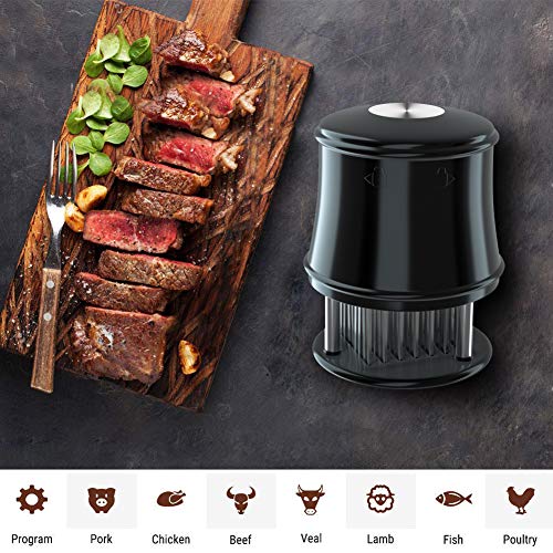 Meat Tenderizer,ABsuper Professional 48 Ultra Sharp Stainless Steel Blades for Tenderizing,BBQ,Chicken,Steak,Fish and Pork (Model1-Black)