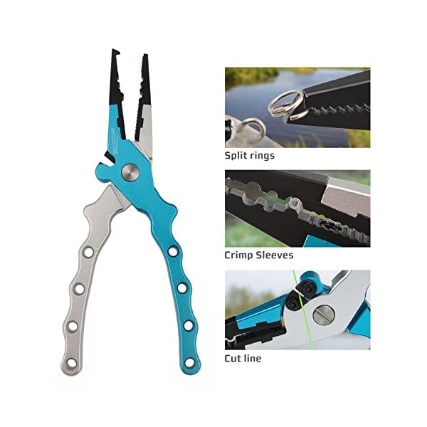 Booms-Fishing-X5-Aluminum-Fishing-Pliers-Resistant-Saltwater-for-Cutting-Braid-Line-and-Remove-Hooks-with-Coiled-Lanyard-and-Belt-Holder-Sheath