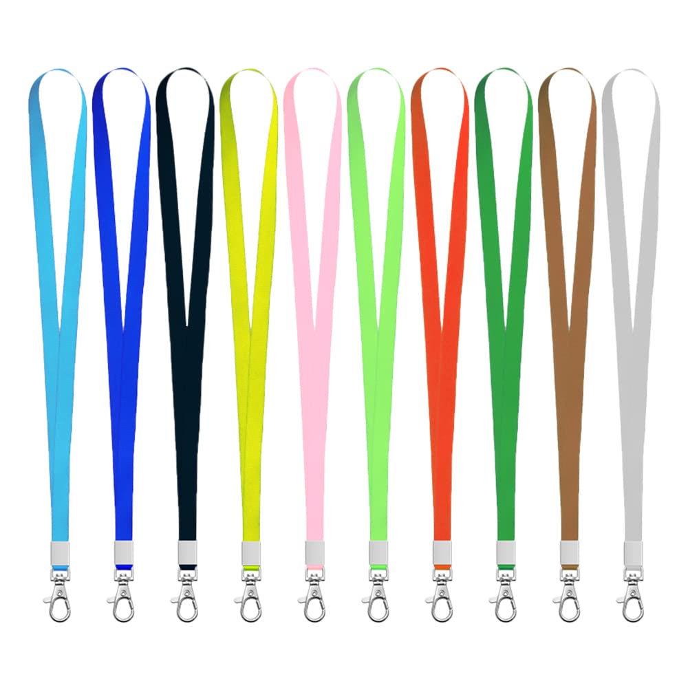 XHNFCU 20 Pcs Colorful Lanyards with Rotating Metal Clip Lanyard for Neck, Office Lanyard Badge Lanyard for ID Card, Key, Whistles, Badge Holder(10 Colors)