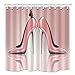 NYMB Fashion Lady Shower Curtain, Pink High Heeled Shoes and Butterfly Shower Curtain, Waterproof Fabric Girl Bathroom Decorations, Bath Curtains 12PCS Hooks Included, 69X70 inches