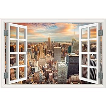 Amazon.com: New York City Skyline NY 3D Window View Decal ...