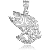 Claddagh Gold 925 Sterling Silver Sea Bass Pendant