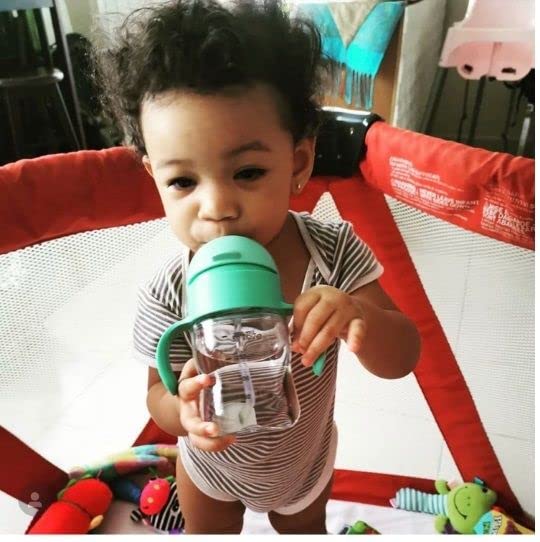 Evorie Tritan Weighted Straw Sippy Cup with Handles for Baby and