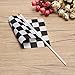 25 Pieces Checkered Flag 8 x 5.5 Inch Racing Polyester Flags on Plastic Stick, Black & White Checkered Flag Racing Pennant Banner Flags, Decorations Supplies For Racing, Race Car Party, Sport Events