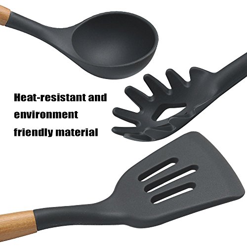 Silicone and Wooden Kitchen Utensils Set - 8 Piece - Thumbnail 2