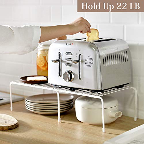 Himetsuya Kitchen Cabinet Organizer,Metal Expandable Kitchen Counter and Storage Cabinet Shelf, Stackable Dish Organizer for cabinets, Pantry Shelves, Bowls, Mugs, Set of 2(L 12.8"-22")