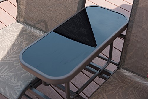 PatioPost Outdoor 2 Person Patio Mesh Fabric Loveseat Glider Chair w/Center Table,JA