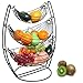 MyGift Black Metal Hammock Fruit Basket, 3 Tier Vegetables Produce Storage Rack Display Stand