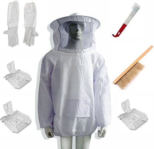 LamYHeng New Beekeeping Bee Keeping Suit Jacket&Gloves& Bee Hive Brush & J Hook Hive Tool Set &Queen Bee Catcher