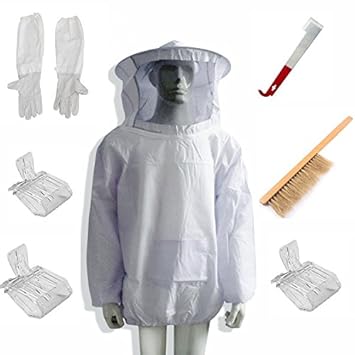 New Bienenzucht Bee Keeping Anzug Jacket & Handschuhe & Bee Hive Pinsel & J Haken Hive Werkzeug Set & Queen Bee Catcher