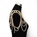 JoJo & Lin Gold Tone Harness Multilayer Body Chain with Beads Necklace Love Rocks Shoulder Drape