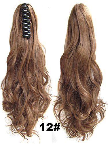 Beauty Wig World Mother s Day 20inch 50cm 100g Long Wave Curly Woman Claw Clip Ponytail Clip on/in Hair Extensions - #12 Light Golden Brown