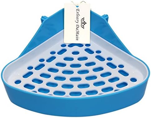Erlvery DaMain Triangle Potty Trainer Corner Litter Bedding Box Pet Pan for Small Animal/Rabbit/Guinea Pig/galesaur/Hamster/Ferret (Blue)