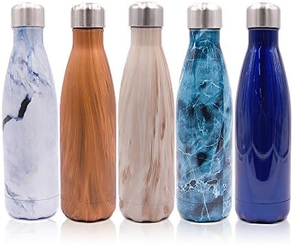 LifeCup 17 oz Stainless Steel Vacuum Insulated Water Bottle, Cold Warm Easy Drink Cola Shaped with Cleaning Brush, Coral Blue