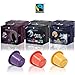 Gourmesso Nite Edition Bundle - 60 Nespresso Compatible Coffee Capsules 100% Fair Trade Coffee | 3 Blends of Intense Dark Espresso Pods Variety Pack