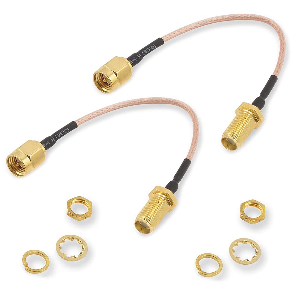 2 Pieces SMA Female Bulkhead Mount to SMA Male RG316 Coaxial Jumper Cable SMA WiFi Antenna Cable for Cellular Router Gateway Modem Ham Radio