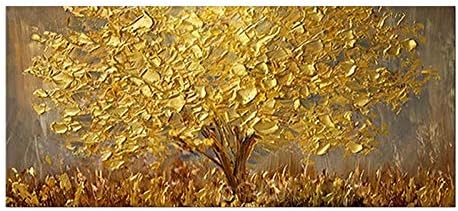 MAOYYM1 Hand Painted Knife Gold Tree Oil Painting On Canvas Large Palette 3D Paintings For Living Room Modern Abstract Wall Art Pictures(No Frame, Only Canvas)