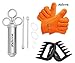 Mehome Meat Seasoning Stainless Steel Injector kit Marinade Syringe with Silicone Cooking Gloves and Meat Handlers for Cooking Turkey Baking Roasting Grilling Barbecues