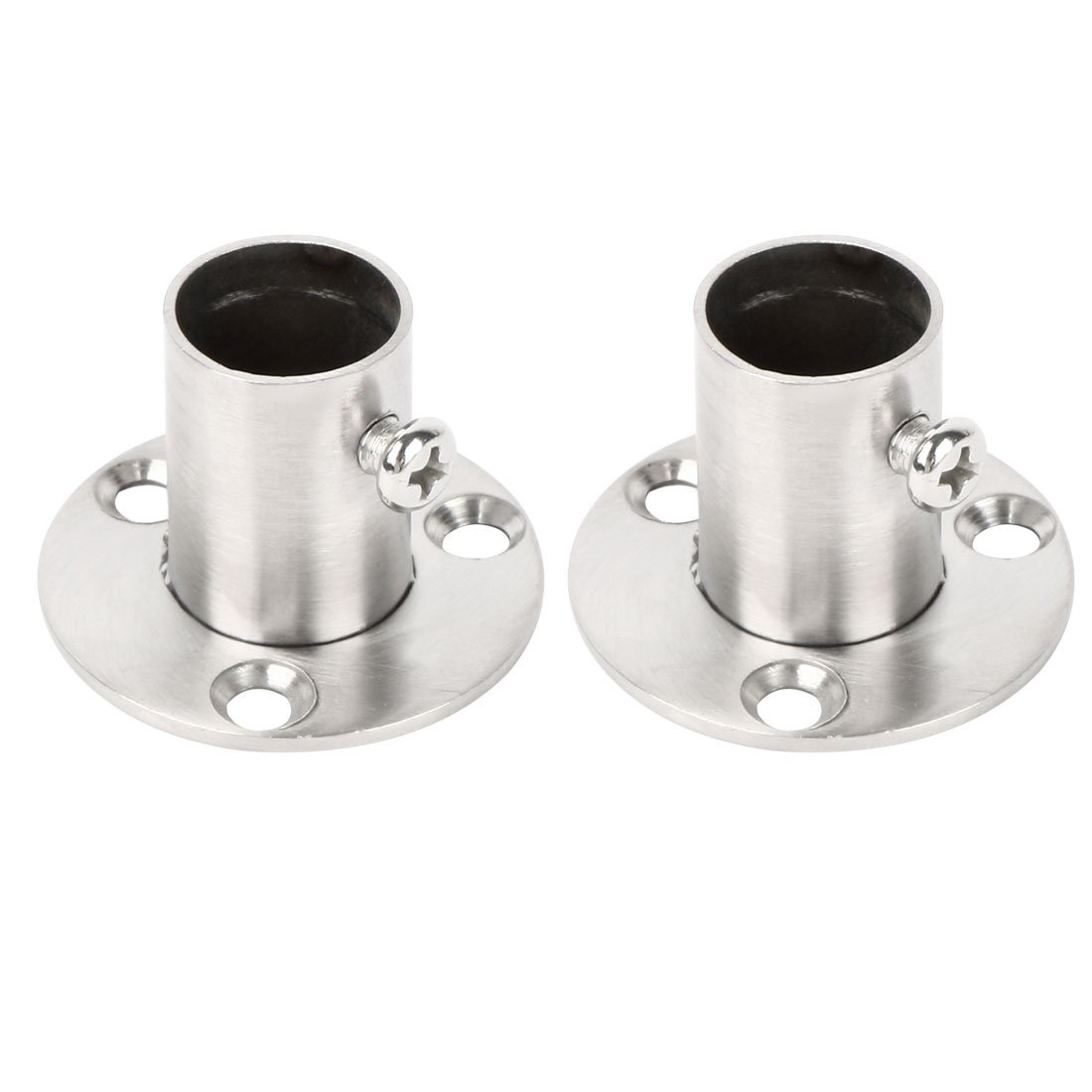Sourcingmap Stainless Steel Cabinet Clothes Closet Rod Bracket Holder Flange Socket 16mm Dia 2 Pcs