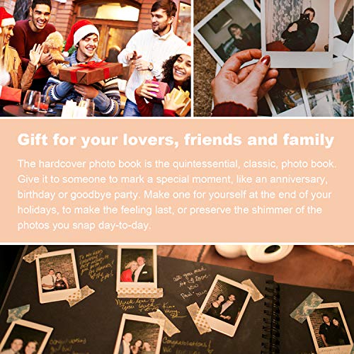 Scrapbook Album 8x11 inch, Morfone Photo Album Scrapbook 80 Black Pages Wedding Guest Book Anniversary DIY Memory Book (Photo Corners Included)