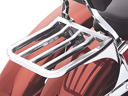 Five Bar Sport Luggage Rack Rear Carrier Chrome For Harley Davidson Softail Heritage Classic Fat Boy Dyna Street Bob Low Rider Sportster XL 1200 883 Iron Low Sissy Bar Upright Backrest HD Ref 53862-00