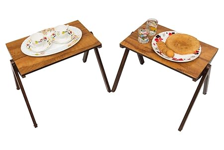 Kiwa Steackable solid wood Coffee Table with Melamine Polish (Brown) -Set of 2