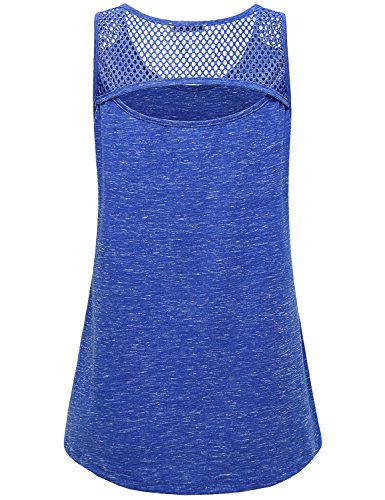 AxByCzD Gym Tops for Women,Athletic Race Cycling Walking Active Wear Tanks Modest Solid Loose Fitting Yoga Blouses Cutout Dry Fit Workout Tank Tops Scoop Neck Sleeveless Exercise Clothes Blue Large