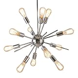 Naturous 18TL 12 Lights Pendant Light Silver Modern Satellite Style Sputnik Chandelier Chrome Finish Industrial Light Fixture for Residential Use Without Bulbs UL Listed