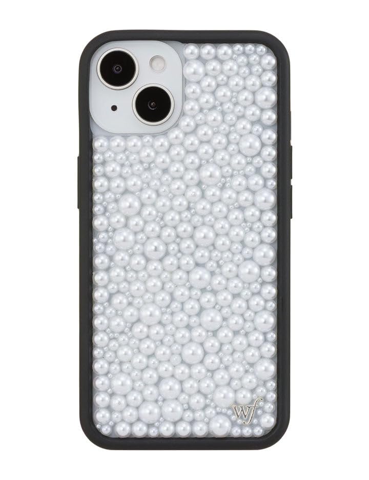 Wildflower Cases - Compatible with iPhone 13/14 | Protective Black Bumper, 6.5ft Drop Test Certified, Women Owned Small Business | Trendy Classy Elegant Cute | Pearl - White Image