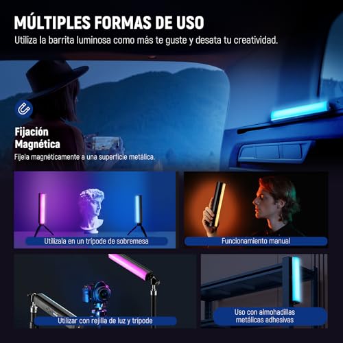 NEEWER RGB Light Wand with APP Control, Magnetic Handheld Photography Video Light Stick,2500K~8500K Dimmable CRI95+ Full Color LED Tube Bar with 2550mAh Battery, 17 Light Scenes for Vlog, TL21C