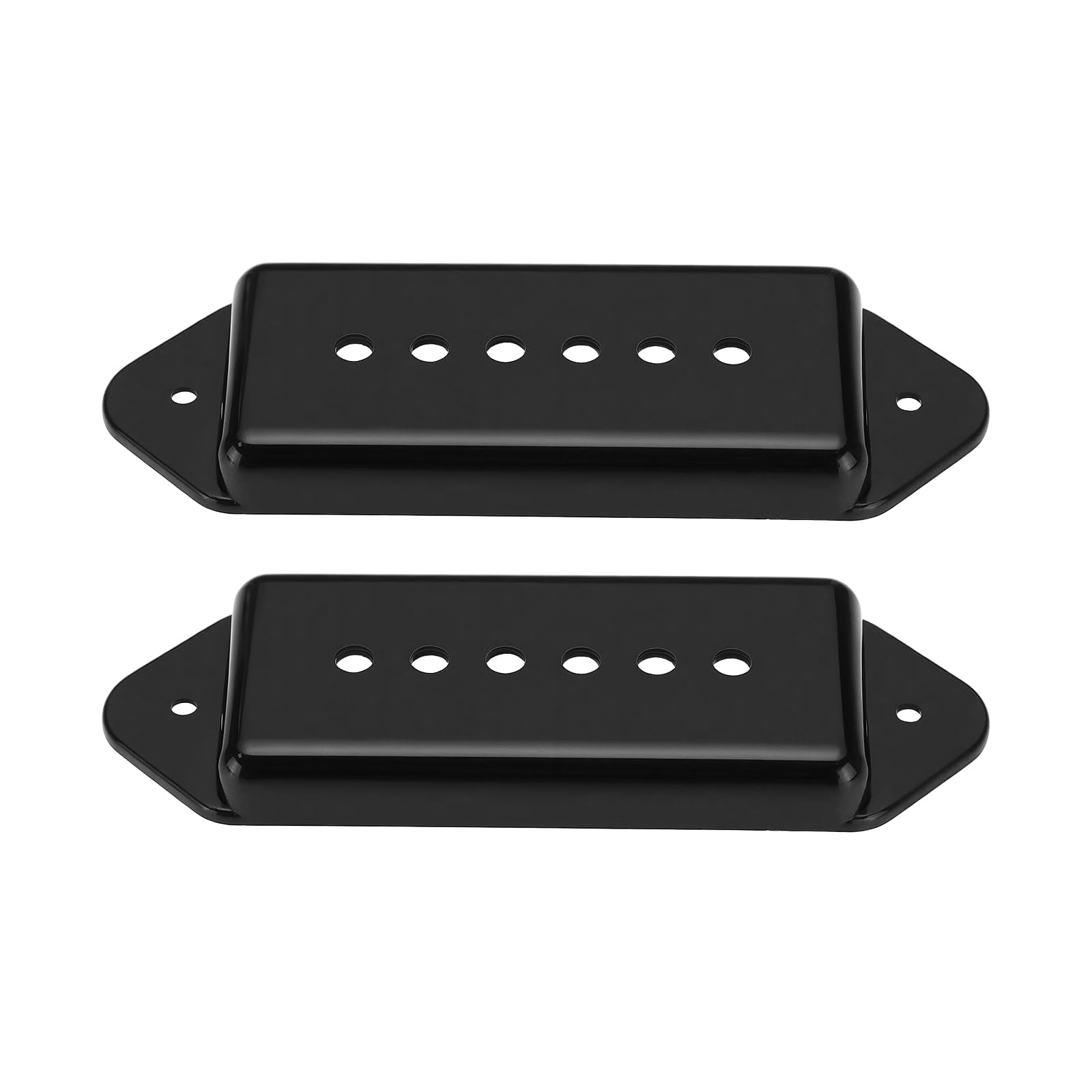 OTOTEC 2pcs 50mm Covers Plastic Pole Spacing Dog Ear Guitar Pickup Cover Compatible with P90 Dog Ear Bridge Black (118x41x11mm)