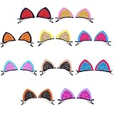 Hicarer 10 Pairs Cat Ear Barrette Cat Hairpins Ear Hair Clip Hair Accessories for Girls Baby Kids, 10 Colors