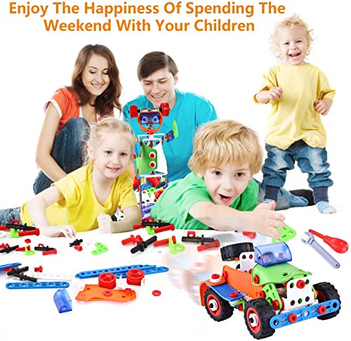 LUKAT STEM Toys, 165 Piece Learning Toys, Educational Construction Engineering Building Toys Set Gift for Ages 5 6 7 8 9+ Year Old Boys & Girls