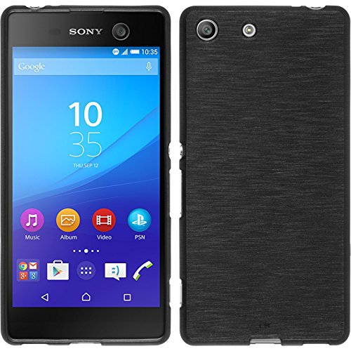 Silicone Case for Sony Xperia M5 - brushed silver - Cover PhoneNatic + protective foils
