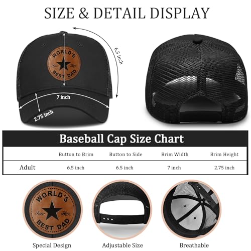 Casleovf Fathers Day Cap Gifts from Daughter Son, Adjustable Baseball Cap, Dad Birthday Gifts for Stepdad Grandad, Fathers Day Presents for Daddy Husband Men on Christmas Anniversary Black
