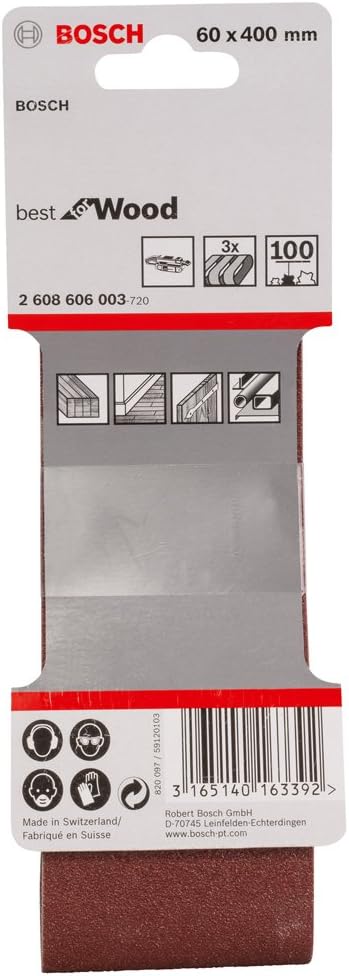 Bosch 3X PRO Paint on Wood and Hardwood X440 Sanding Belt for Sanders (for Paint on Wood Hardwood, 60 x 400 mm, Grit 100 - Image 4