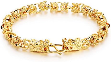 Baigeda 18K Gold Plated Bracelet for Men Women Unisex Fashion Handmade Dragon Clasp Chain Cuff Bracelets
