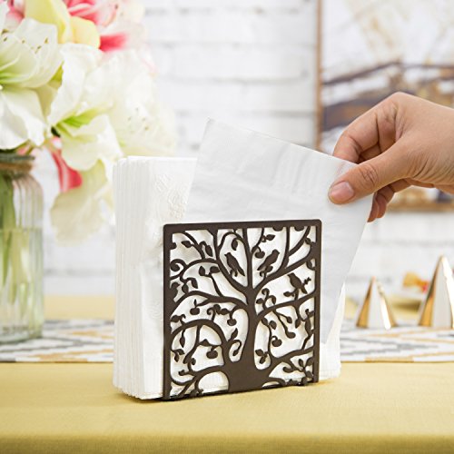 MyGift Coffee Brown Metal Paper Napkin Holder Kitchen Table Upright Tissue Dispenser Cutout