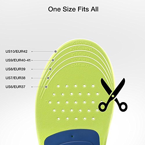 Plemo Insoles for Women Running Shoes, Breathable and Absorbent Sports Shoe Inserts for Plantar Fasciitis and Pain Relief (Size 6-10 Green)