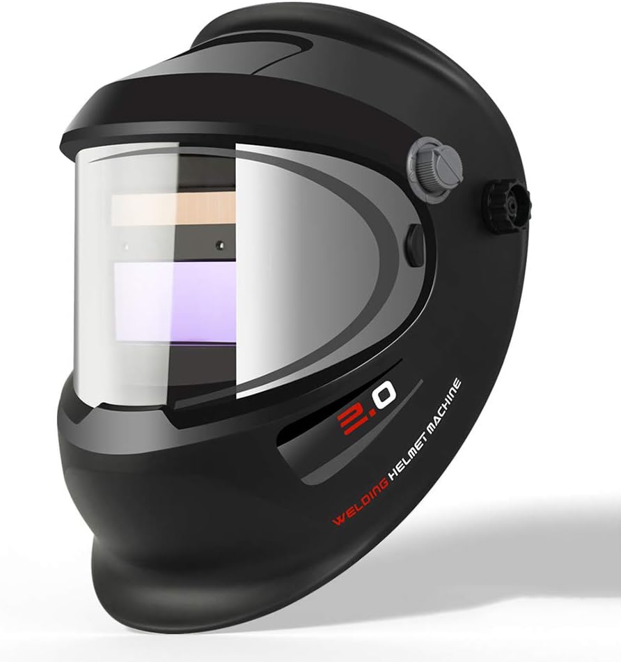 FFXENG Large Viewing True Color Solar Powered Auto Darkening Welding Helmet with SIDE VIEW, 4 Arc Sensor Wide Shade 4/5-9/9-13 Welder Mask for TIG MIG ARC Grinding Plasma