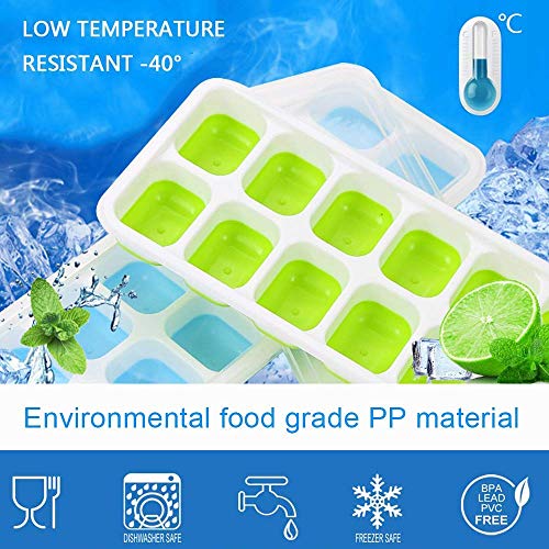 Ice Cube Trays 3 Packs Silicone Ice Cube Trays with Lids Easy Release Ice Trays Flexible BPA Free Stackable Ice Cube Trays
